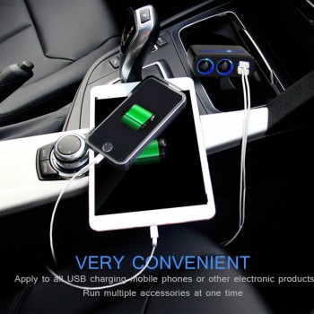 Onever Car Cigarette Lighter Power Socket Splitter Power Adapter Car-styling DC 12 Volt 3.1A 80w Dual USB Charger Socket Blue
