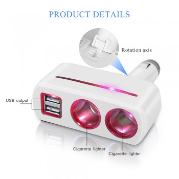 Onever Car Cigarette Lighter Power Socket Splitter Power Adapter Car-styling DC 12 Volt 3.1A 80w Dual USB Charger Socket Blue