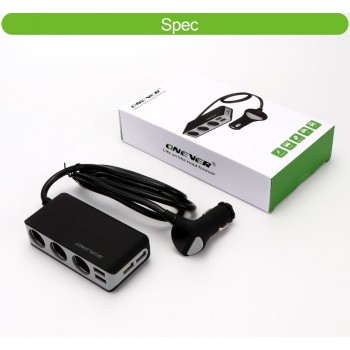 6.8A 4 USB Ports Car Charger with 3 Cigarette Lighter Sockets Splitter Charger DC 12~24V Cigarette Lighter Socket for smartphone