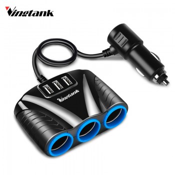 1 to 3 Car Cigarette Lighter Coupler Splitter Socket with 3 USB Power Adapter 3.1A for iPhone Smartphone DC 12V-24V usb