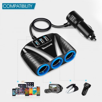 1 to 3 Car Cigarette Lighter Coupler Splitter Socket with 3 USB Power Adapter 3.1A for iPhone Smartphone DC 12V-24V usb