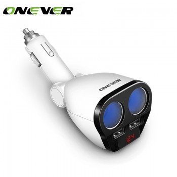 Onever 120W Dual USB Car Charger Cigarette Lighter Socket Splitter Max 3.4A Power Adapter Charger With Voltage Diagnostic 12/24V