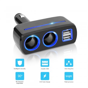 2017 Dual USB Car Charger Socket 2 Way Auto Car Cigarette Lighter Car Charger Socket Splitter 2 USB Charger Power Adapter
