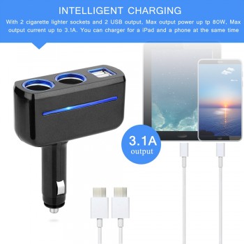 2017 Dual USB Car Charger Socket 2 Way Auto Car Cigarette Lighter Car Charger Socket Splitter 2 USB Charger Power Adapter