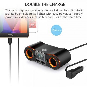 Onever Car Cigarette Lighter Socket Splitter Power Adapter Outlet with Independent Switch 3.5A Dual USB Charger DC12-24V