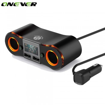 Onever Car Cigarette Lighter Socket Splitter Power Adapter Outlet with Independent Switch 3.5A Dual USB Charger DC12-24V