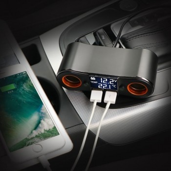 Onever Car Cigarette Lighter Socket Splitter Power Adapter Outlet with Independent Switch 3.5A Dual USB Charger DC12-24V