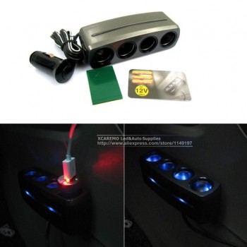 Auto Car Cigarette Lighter Socket Charger 12V / 24V 4 Way Splitter Charger Plug Power Adapter For iphone/samsung
