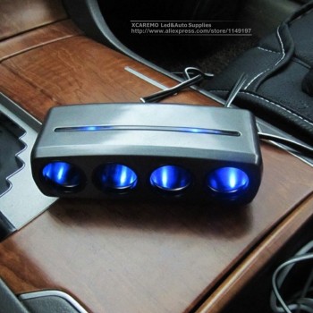 Auto Car Cigarette Lighter Socket Charger 12V / 24V 4 Way Splitter Charger Plug Power Adapter For iphone/samsung