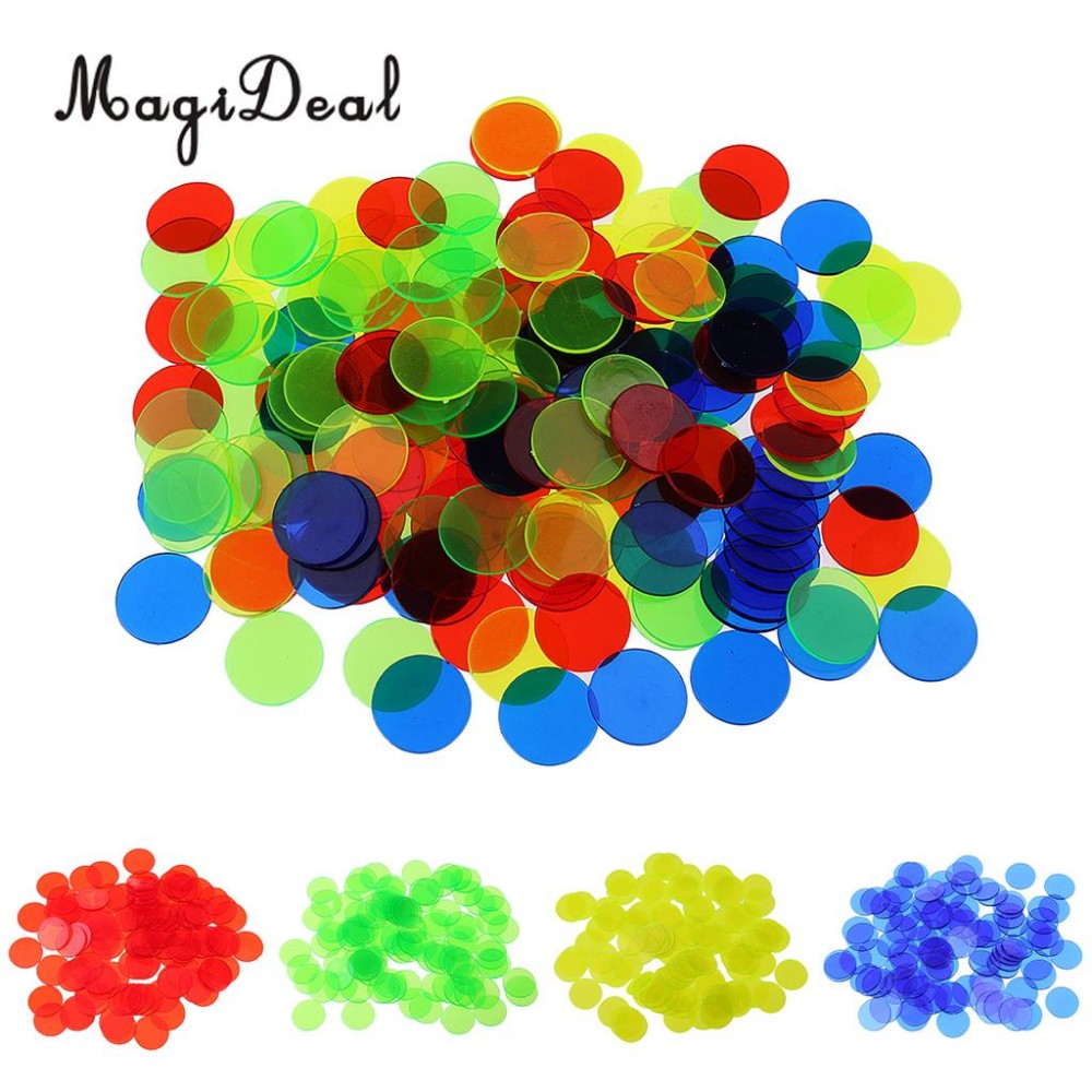 100 Pieces Plastic Translucent Bingo Chip 3/4 Inch for Birthday Party Classroom Bingo Game Cards Children Kids Adult Puzzle Toys