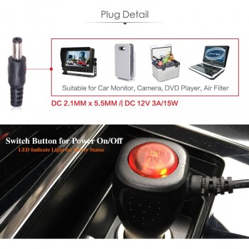 Car Truck Bus Boat Motorbike Cigarette Lighter 12V 24V Power Supply Socket Adapter Extension Cable DC 2.1x5.5mm Male Female Plug