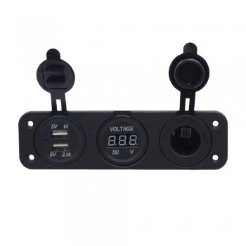 Dual USB Car Motorcycle Cigarette Lighter Socket Car Charger LED Digital Display Digital Voltmeter 12V Electric Voltage Meter