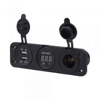 Dual USB Car Motorcycle Cigarette Lighter Socket Car Charger LED Digital Display Digital Voltmeter 12V Electric Voltage Meter