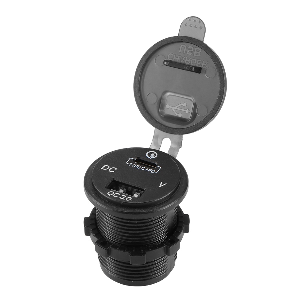 5V Type-C 36W Car USB Charger Hub Adapter Quick Charge PD Fast Charger Voltmeter 12-24V