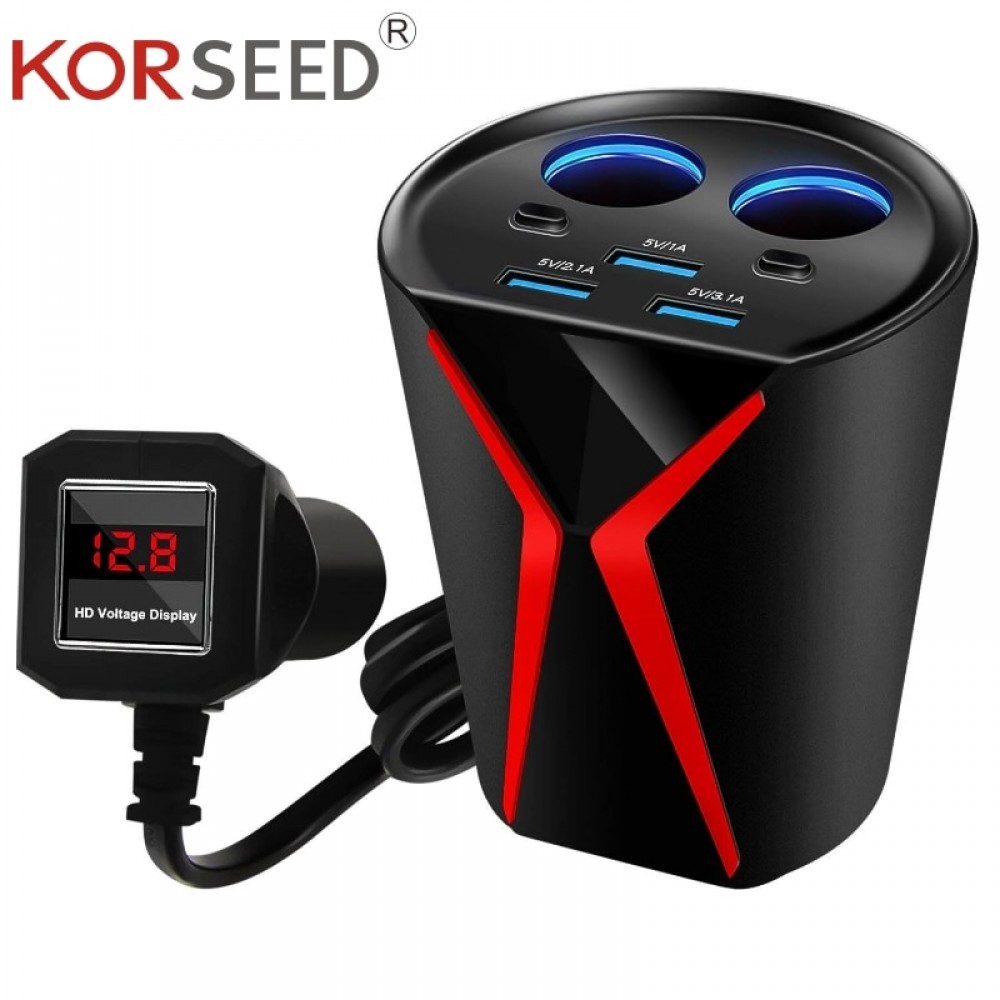 KORSEED Multifuction Car Cigarette Lighter Socket Splitter Power Adapter 3.1A 3 USB Car Charger for Phone DVR Input DC 12V - 24V