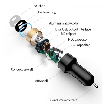 12V Car Accessories Cars Cigarette Lighter USB Car Charger LED Display Socket Splitter Phone Charging Auto Travel Accessories