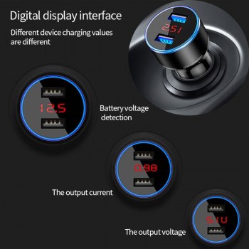 12V Car Accessories Cars Cigarette Lighter USB Car Charger LED Display Socket Splitter Phone Charging Auto Travel Accessories