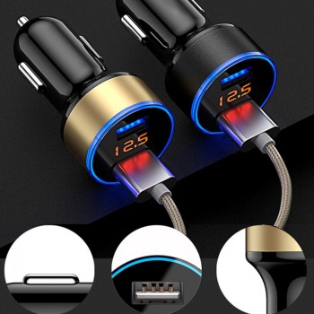 12V Car Accessories Cars Cigarette Lighter USB Car Charger LED Display Socket Splitter Phone Charging Auto Travel Accessories