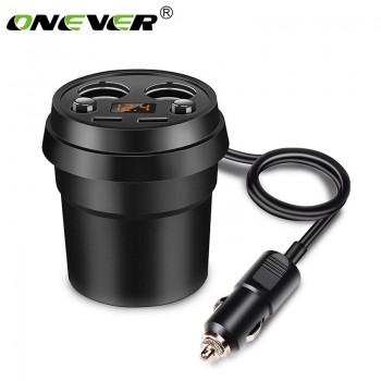 Onever Cup Car Charger Cigrarette Lighter Splitter Power Adapter Socket Dual USB 3.1A Fast Charing for Smartphone GPS DVR Iphone