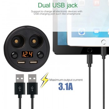 Onever Cup Car Charger Cigrarette Lighter Splitter Power Adapter Socket Dual USB 3.1A Fast Charing for Smartphone GPS DVR Iphone