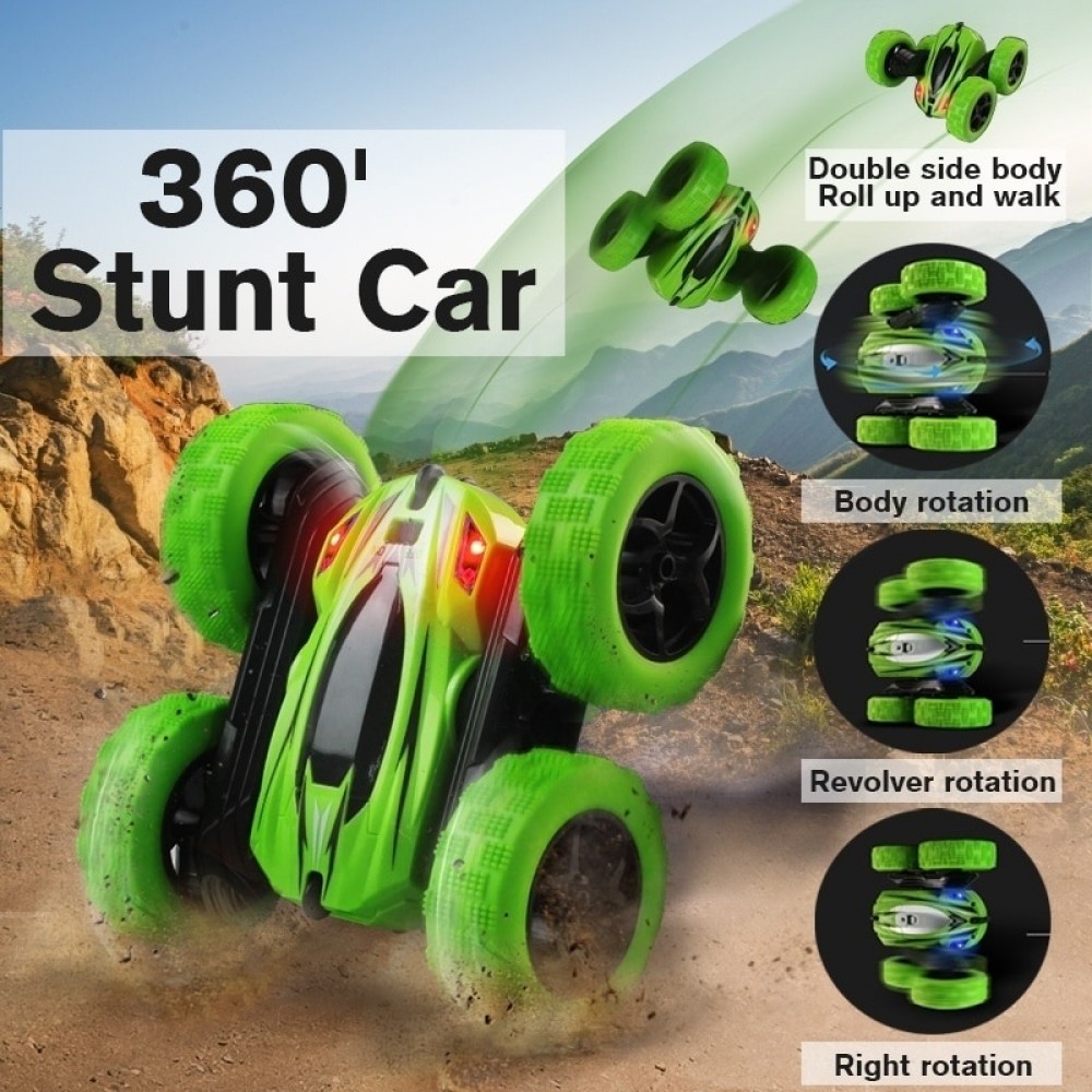 UTTORA Remote Control Cars Stunt Rc Car High Speed Flashing 3D Flip Green amp; Blue Carro Controle Remoto Toys For Children