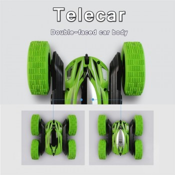 UTTORA Remote Control Cars Stunt Rc Car High Speed Flashing 3D Flip Green amp; Blue Carro Controle Remoto Toys For Children