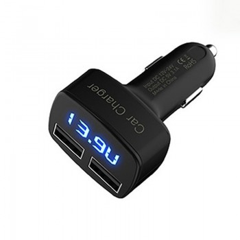 DC 12-24V 4 In 1 2 USB Ports Universal Dual USB Car Charger Adapter LCD Digital Voltage DC 5V 3.1A Temperature display for car
