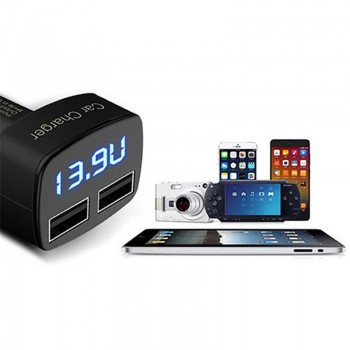 DC 12-24V 4 In 1 2 USB Ports Universal Dual USB Car Charger Adapter LCD Digital Voltage DC 5V 3.1A Temperature display for car