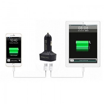 DC 12-24V 4 In 1 2 USB Ports Universal Dual USB Car Charger Adapter LCD Digital Voltage DC 5V 3.1A Temperature display for car