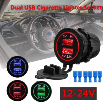 12-24V Waterproof Dual USB Cigarette Lighter Socket Phone Charger Power Adapter Motorcycle ATV Boat 3.1A