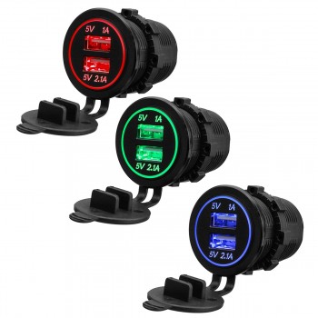 12-24V Waterproof Dual USB Cigarette Lighter Socket Phone Charger Power Adapter Motorcycle ATV Boat 3.1A