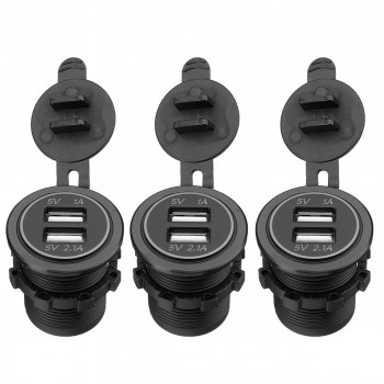 12-24V Waterproof Dual USB Cigarette Lighter Socket Phone Charger Power Adapter Motorcycle ATV Boat 3.1A