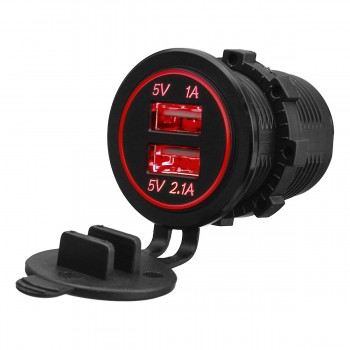 12-24V Waterproof Dual USB Cigarette Lighter Socket Phone Charger Power Adapter Motorcycle ATV Boat 3.1A