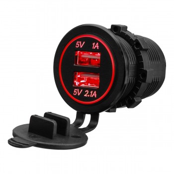 12-24V Waterproof Dual USB Cigarette Lighter Socket Phone Charger Power Adapter Motorcycle ATV Boat 3.1A