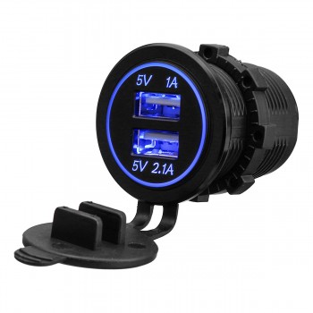 12-24V Waterproof Dual USB Cigarette Lighter Socket Phone Charger Power Adapter Motorcycle ATV Boat 3.1A