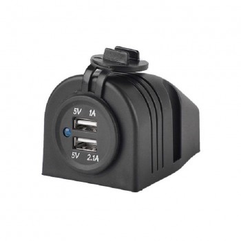 Waterproof Dual USB Charger Cigarette Lighter Adapter 12-24V 2.1A/1.0A Panel for Motorcycle Car Boat Marine Carvan