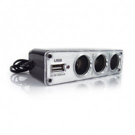 3 Way Multi Socket Car Cigarette Lighter Splitter USB Plug Charger DC 12V/24V Triple Adapter With USB Port