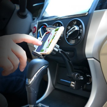 Car Phone Holder Universal Long Arm for Samsung  Iphone Dual USB Charger Car Charger Support Mobile Car Phone Stand by CDEN