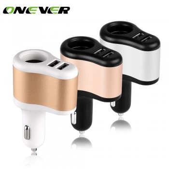 Onever Brand New Universal Dual USB Car Charger Car Cigarette Lighter Socket Charger for Phone Tablet Car Styling