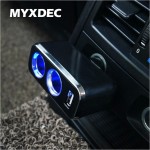 Triple 1 to 2 Socket + USB Power Supply Car Charger Power Supply Double Dropshipping Adapter / Cigar Socket With Blue Lights