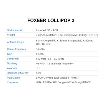 Original Foxeer Lollipop 2 V2 Antenna 5.8G 2.3Dbi TX RX RHCP FPV SMA RPSMA UFL Straight/Angle MMCX 7.2g FPV Antenna For RC Drone