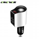 Onever Cigarette Lighter Socket 100-120W Output Power Adapter 2 Ports USB Lighter 2.1A Car Charger for iPhone Samsung with LED