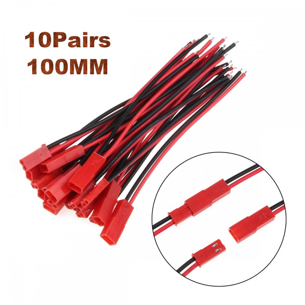 2/10 Pairs 100mm 10cm Male Female 2-Pin Connector JST Plug Cable For RC BEC Battery Helicopter DIY FPV Drone Quadcopter