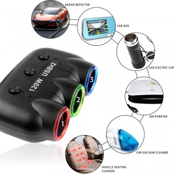 Onever Car Cigarette Lighter Splitter Multi Socket 5V/2.1A 120W Dual USB Power Adapter Charger with Switch Charger for iPhone