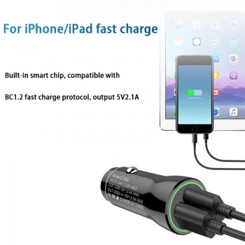 Universal 2018 new 5V 3.1A Dual USB With Blue led light Car Auto usb power adapter Socket for Iphone Xiaomi Huawei Samsung