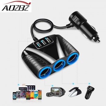 AOZBZ USB Car Cigarette Lighter Socket Splitter Hub Power Adapter 12V-24V 3USB 5V for iPhone iPad Smartphone Car Kits DVR GPS