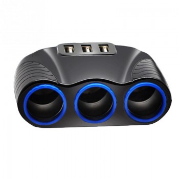 2018 Car Cigarette Lighter with two usb car charger 3 Way Car Accessories Power Adapter Charger 12-24V Switch Socket Splitter