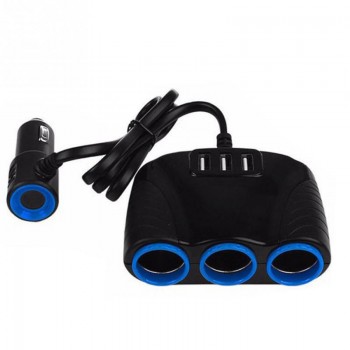 2018 Car Cigarette Lighter with two usb car charger 3 Way Car Accessories Power Adapter Charger 12-24V Switch Socket Splitter