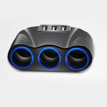2018 Car Cigarette Lighter with two usb car charger 3 Way Car Accessories Power Adapter Charger 12-24V Switch Socket Splitter