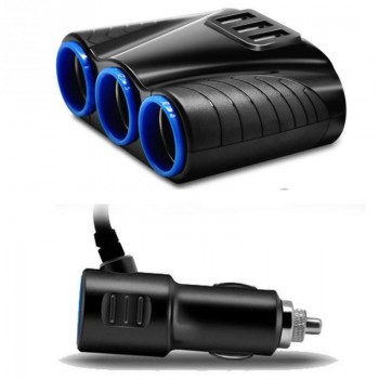 2018 Car Cigarette Lighter with two usb car charger 3 Way Car Accessories Power Adapter Charger 12-24V Switch Socket Splitter